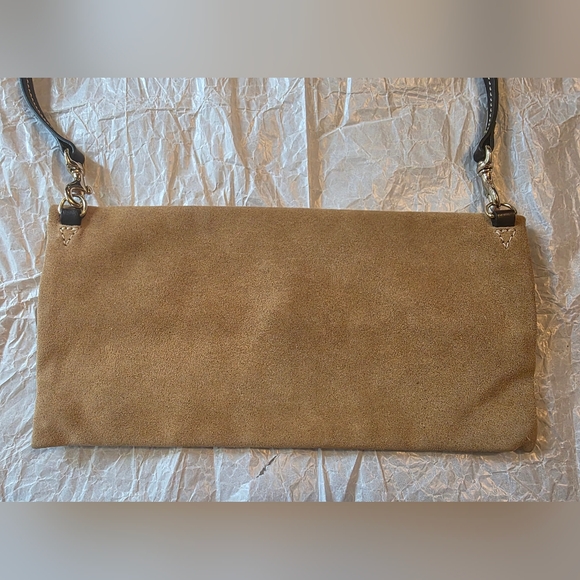Dooney & Bourke Tan Suede Foldover Clutch